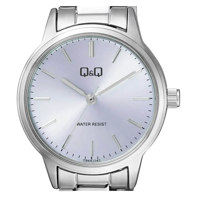 Q&Q Light Blue Dial Stainless Steel Ladies Watch- Q969J232Y